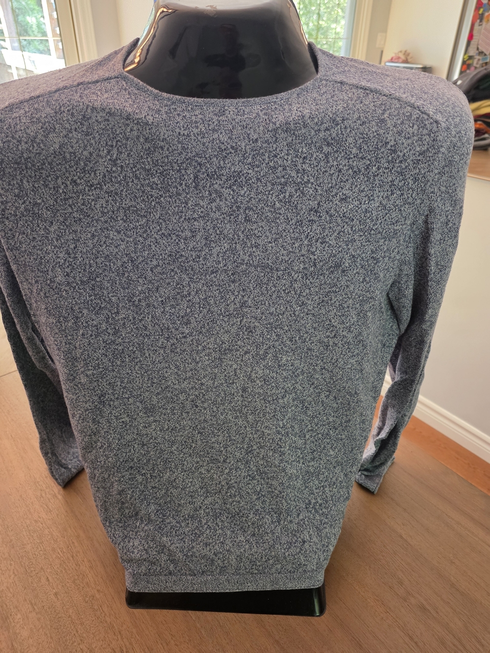 Zara Men's Lightweight Crewneck Sweater in Heathered Navy - Men's L